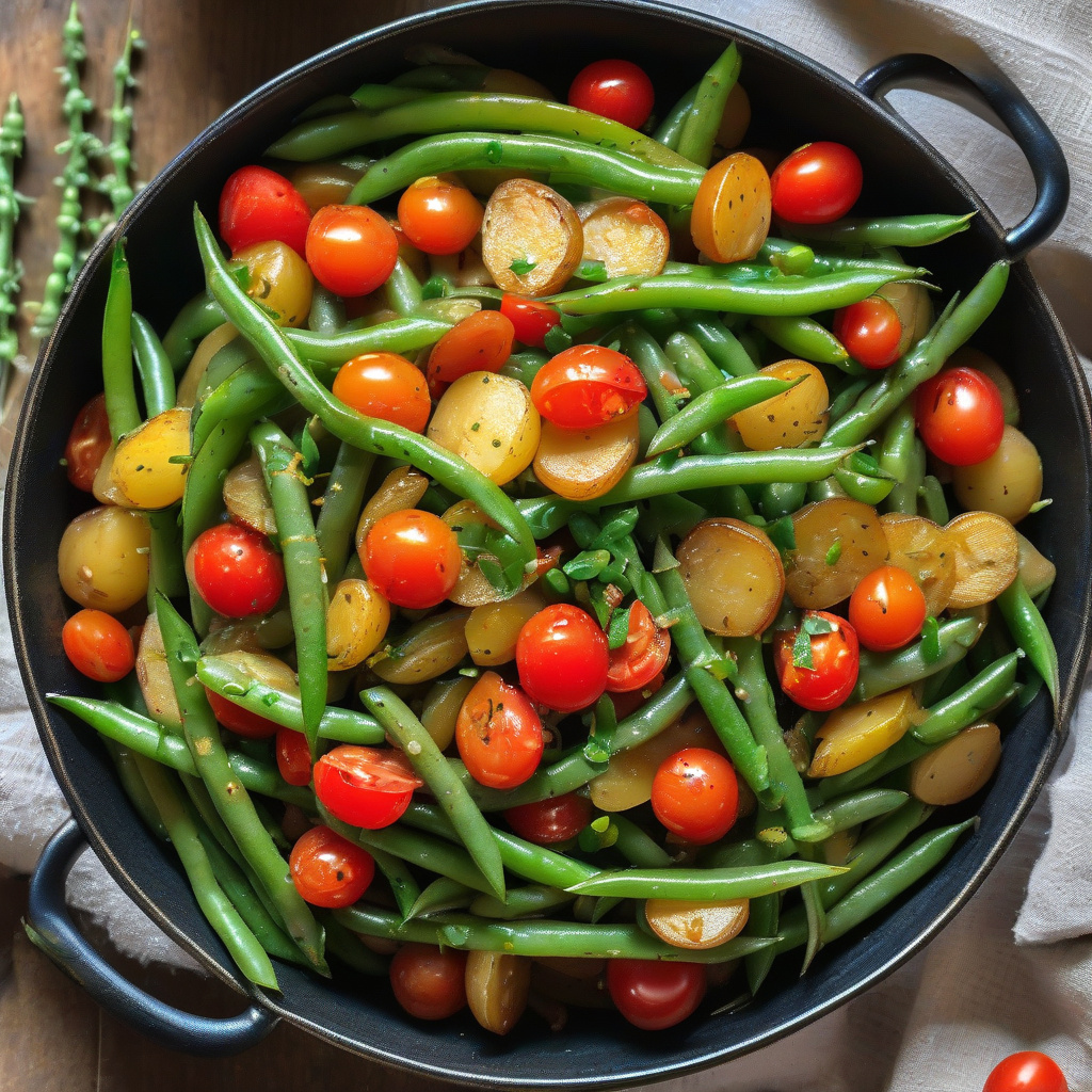 String Beamn Green Beans, Potatoes, and Tomatoes Recipe: Hearty One-Pan Delight