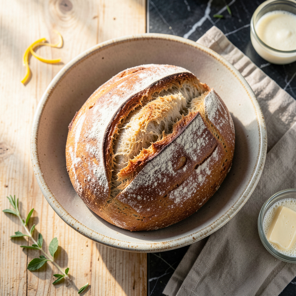 Homemade Bread Recipe With Yeast: Artisan Loaf With Golden Crust ...
